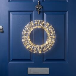 Christow Christmas Wreath Light Front Door Decoration Indoor Outdoor Xmas LED 38cm (S) 50cm (L) in Cool White - Size: Small - thumbnail 2
