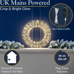 Christow Christmas Wreath Light Front Door Decoration Indoor Outdoor Xmas LED 38cm (S) 50cm (L) in Cool White - Size: Small - thumbnail 6