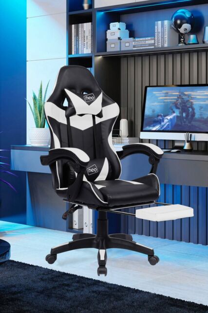 Neo GTB Gaming Chair with Massage & Footrest in White - image 1