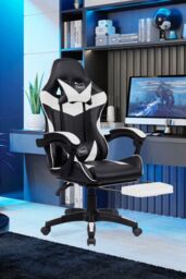 Neo GTB Gaming Chair with Massage & Footrest in White - thumbnail 1
