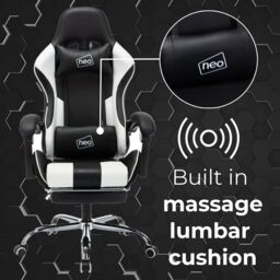 Neo GTB Gaming Chair with Massage & Footrest in White - thumbnail 3