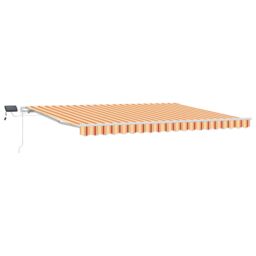 Berkfield Home Manual Retractable Awning with LED in Yellow & Orange, 450x300 cm - thumbnail 2