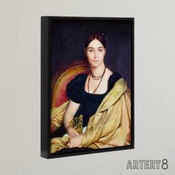 "Artery8 J A D Ingres Portrait of Madame Duvaucey Framed Canvas Wall Art Print - Size: W12"" x H16""" - thumbnail 2