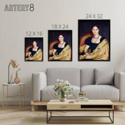 "Artery8 J A D Ingres Portrait of Madame Duvaucey Framed Canvas Wall Art Print - Size: W12"" x H16""" - thumbnail 4