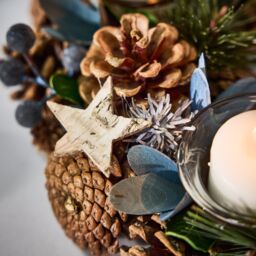 Dibor Moonlight Blue Round Table Centrepiece Christmas Decoration Candle Holders Tealight Holder 30cm - thumbnail 5