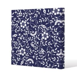 Benjamin Tate Design White Flowers on Navy (Canvas Print) / 90 x 90 x 4cm in Natural - Size: 90 x 90 x 4 cm - thumbnail 1