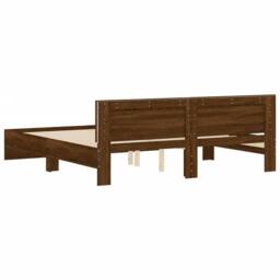 Berkfield Home Bed Frame with LED without Mattress Brown Oak 200x200 cm - thumbnail 9