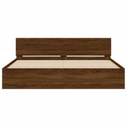 Berkfield Home Bed Frame with LED without Mattress Brown Oak 200x200 cm - thumbnail 7