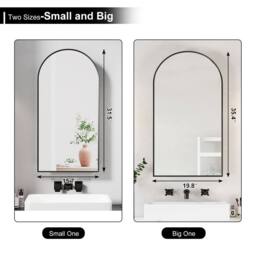 KEEPREAPER Arched Black Bathroom Mirror Cabinet 50x90cm Wall Mounted Storage - Size: 50x90 cm - thumbnail 5
