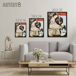 "Artery8 Vintage Christmas Family Scene Framed Canvas Wall Art Print Penfield - Size: W24"" x H32""" - thumbnail 4