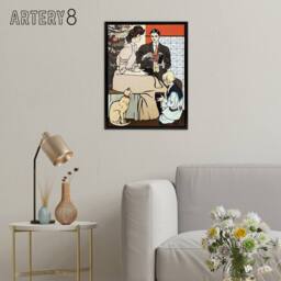 "Artery8 Vintage Christmas Family Scene Framed Canvas Wall Art Print Penfield - Size: W24"" x H32""" - thumbnail 3