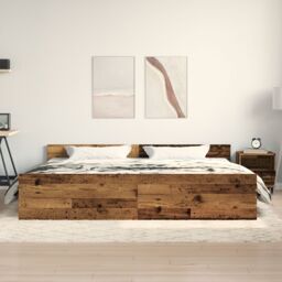 Berkfield Home Bed Frame Old Wood 200x200 cm Engineered Wood in Brown - thumbnail 4