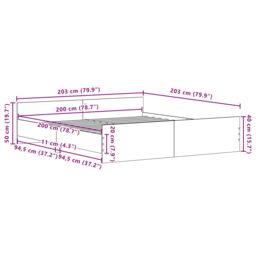 Berkfield Home Bed Frame Old Wood 200x200 cm Engineered Wood in Brown - thumbnail 9