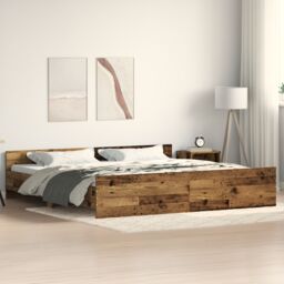 Berkfield Home Bed Frame Old Wood 200x200 cm Engineered Wood in Brown - thumbnail 1