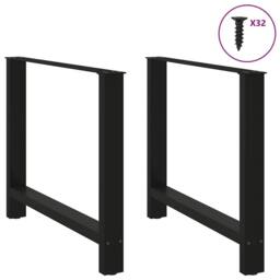 Berkfield Home Coffee Table Legs Black 2 pcs 100x(72-73) cm Steel - thumbnail 3