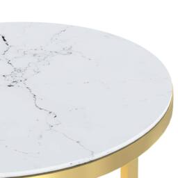 Berkfield Home Side Table Gold & White Marble 45 cm Tempered Glass - thumbnail 6