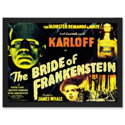 Artery8 Movie Film Sequel Bride Frankenstein Karloff Whale Horror Artwork Framed Wall Art Print A4 in Black - thumbnail 1