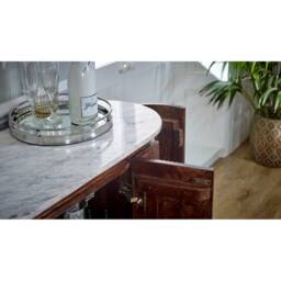 Indian Hub Opal Sideboard/Drinks Cabinet with Marble Top & Metal Legs in Brown - thumbnail 8