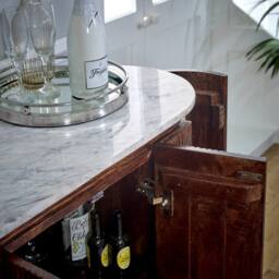 Indian Hub Opal Sideboard/Drinks Cabinet with Marble Top & Metal Legs in Brown - thumbnail 9