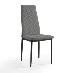 Home Detail Sona Faux Leather Dining Chair Set of 4, Black with Black Legs in Grey - Size: 6 Pack - thumbnail 2