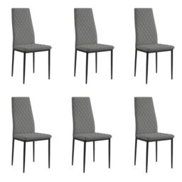 Home Detail Sona Faux Leather Dining Chair Set of 4, Black with Black Legs in Grey - Size: 6 Pack - thumbnail 1