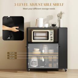 NESTLUNE Kitchen Island on Wheels with 2-Door Cabinet in Black - Size: 100 cm x 15 cm - thumbnail 3