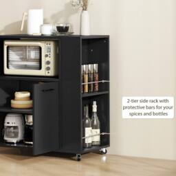 NESTLUNE Kitchen Island on Wheels with 2-Door Cabinet in Black - Size: 100 cm x 15 cm - thumbnail 6