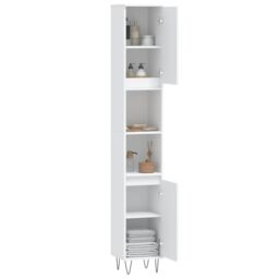 Berkfield Home Bathroom Cabinet White 30x30x190 cm Engineered Wood - Size: 30 x 30 x 190 cm - thumbnail 4