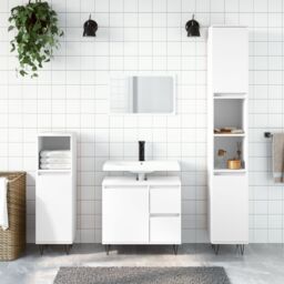 Berkfield Home Bathroom Cabinet White 30x30x190 cm Engineered Wood - Size: 30 x 30 x 190 cm
