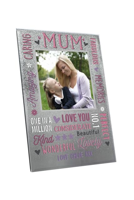 Personalised Memento Company Women's Personalised Mum Glitter Frame in Metallic Silver - image 1