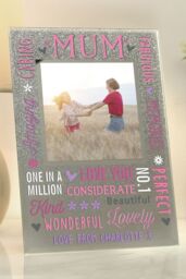 Personalised Memento Company Women's Personalised Mum Glitter Frame in Metallic Silver - thumbnail 4