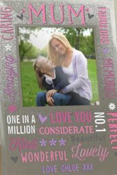 Personalised Memento Company Women's Personalised Mum Glitter Frame in Metallic Silver - thumbnail 3