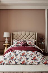 V & A 'Chinoiserie Charm' Cotton Throw in Dark Red - Size: 170 cm x 200 cm - thumbnail 3