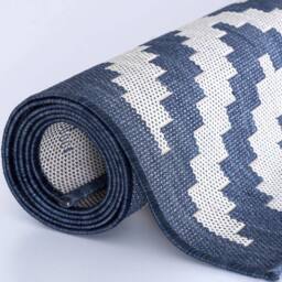 THE RUGS Outdoor Indoor Geometric Diamond Rug Blue Ivory Weather Resistant - Size: 160 cm x 230 cm - thumbnail 6