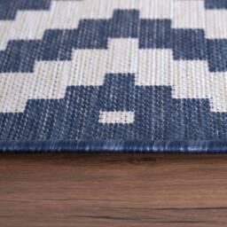THE RUGS Outdoor Indoor Geometric Diamond Rug Blue Ivory Weather Resistant - Size: 160 cm x 230 cm - thumbnail 5
