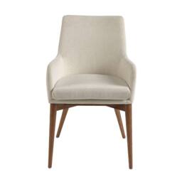 Angel Cerda Beige Fabric Dining Chair with Walnut Legs (Model ) - thumbnail 2