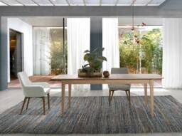 Angel Cerda Beige Fabric Dining Chair with Walnut Legs (Model ) - thumbnail 4