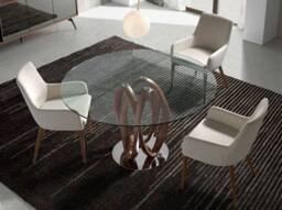 Angel Cerda Beige Fabric Dining Chair with Walnut Legs (Model ) - thumbnail 3