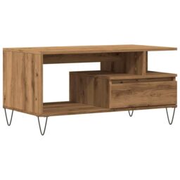 Berkfield Home Coffee Table Artisan Oak 90x49x45 cm Engineered Wood in Brown - Size: 90 x 49 x 45 cm - thumbnail 2