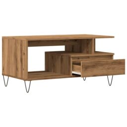 Berkfield Home Coffee Table Artisan Oak 90x49x45 cm Engineered Wood in Brown - Size: 90 x 49 x 45 cm - thumbnail 5