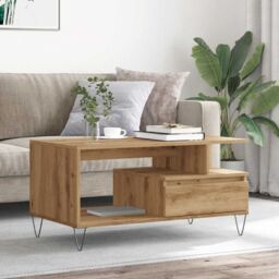 Berkfield Home Coffee Table Artisan Oak 90x49x45 cm Engineered Wood in Brown - Size: 90 x 49 x 45 cm - thumbnail 3