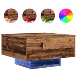 Berkfield Home Coffee Table with LED Lights Old Wood 55x55x31 cm in Brown - Size: 55 x 55 x 31 cm - thumbnail 4