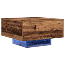 Berkfield Home Coffee Table with LED Lights Old Wood 55x55x31 cm in Brown - Size: 55 x 55 x 31 cm - thumbnail 2