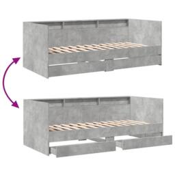 Berkfield Home Versatile Daybed with Drawers without Mattress Concrete Grey 100x - thumbnail 8