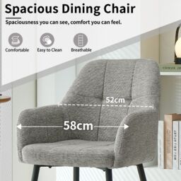 SONARA Ergonomic Set of 4 Dining Chairs with Plush Chenille Fabric in Grey - thumbnail 9