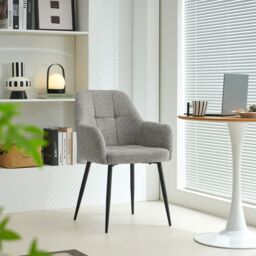 SONARA Ergonomic Set of 4 Dining Chairs with Plush Chenille Fabric in Grey - thumbnail 2