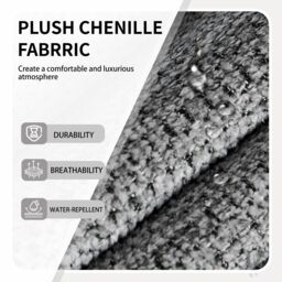SONARA Ergonomic Set of 4 Dining Chairs with Plush Chenille Fabric in Grey - thumbnail 6