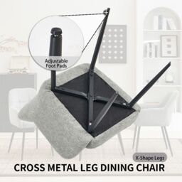 SONARA Ergonomic Set of 4 Dining Chairs with Plush Chenille Fabric in Grey - thumbnail 8