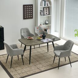 SONARA Ergonomic Set of 4 Dining Chairs with Plush Chenille Fabric in Grey - thumbnail 5
