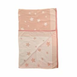 Ziggle Cotton Baby Blanket Pink Stars - Size: 75 cm x 100 cm - thumbnail 2